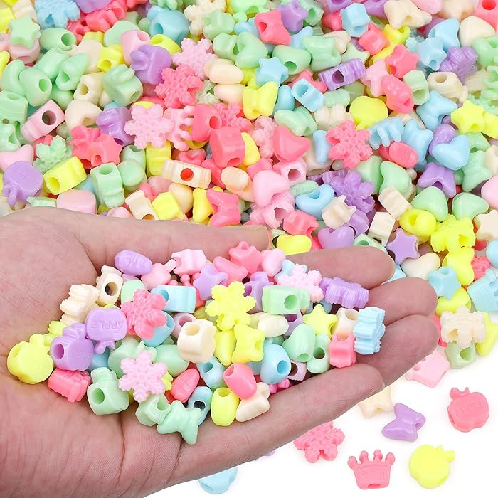 Star Heart Butterfly Candy Pony Beads Shapes for Jewelry Making Valentine's Day Plastic Beads for... | Amazon (US)