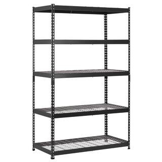 Husky Black 5-Tier Heavy Duty Steel Industrial Shelving Unit (48 in. W x 78 in. H x 24 in. D)-MR4... | The Home Depot