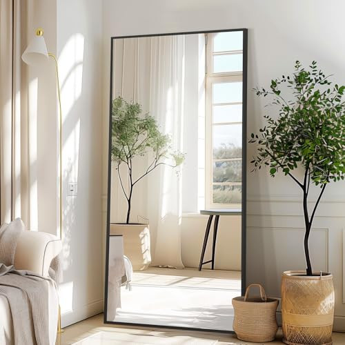 MirrMyst Full Length Mirror, 71"x32" Large Floor Mirror Free Standing, Full Body Mirror for Bedroom Living Room Gym, Black Mirror Full Length with Shatterproof Tempered Glass | Amazon (US)