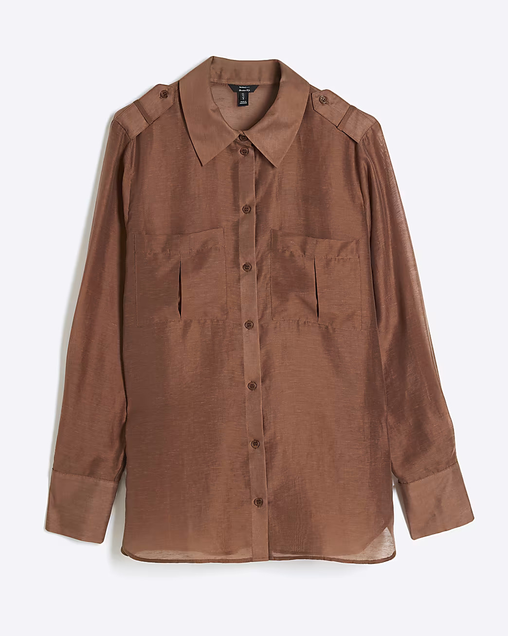 Brown Long Sleeve Utility Shirt | River Island UK & IE