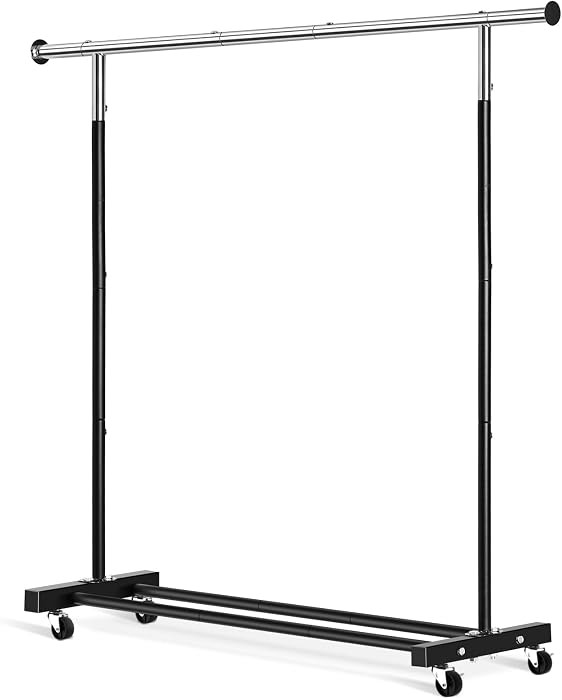 Clothing Rack, 55.51 Inch Heavy Duty Clothes Rack Rolling Garment Rack with Wheels and Bottom She... | Amazon (US)