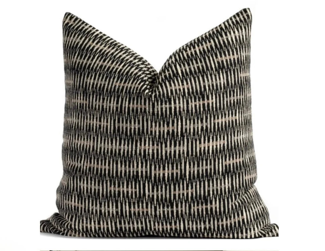 Black and Tan Geometric Stripe Pillow Cover: Modern Indoor/outdoor Cushion - Etsy | Etsy (US)