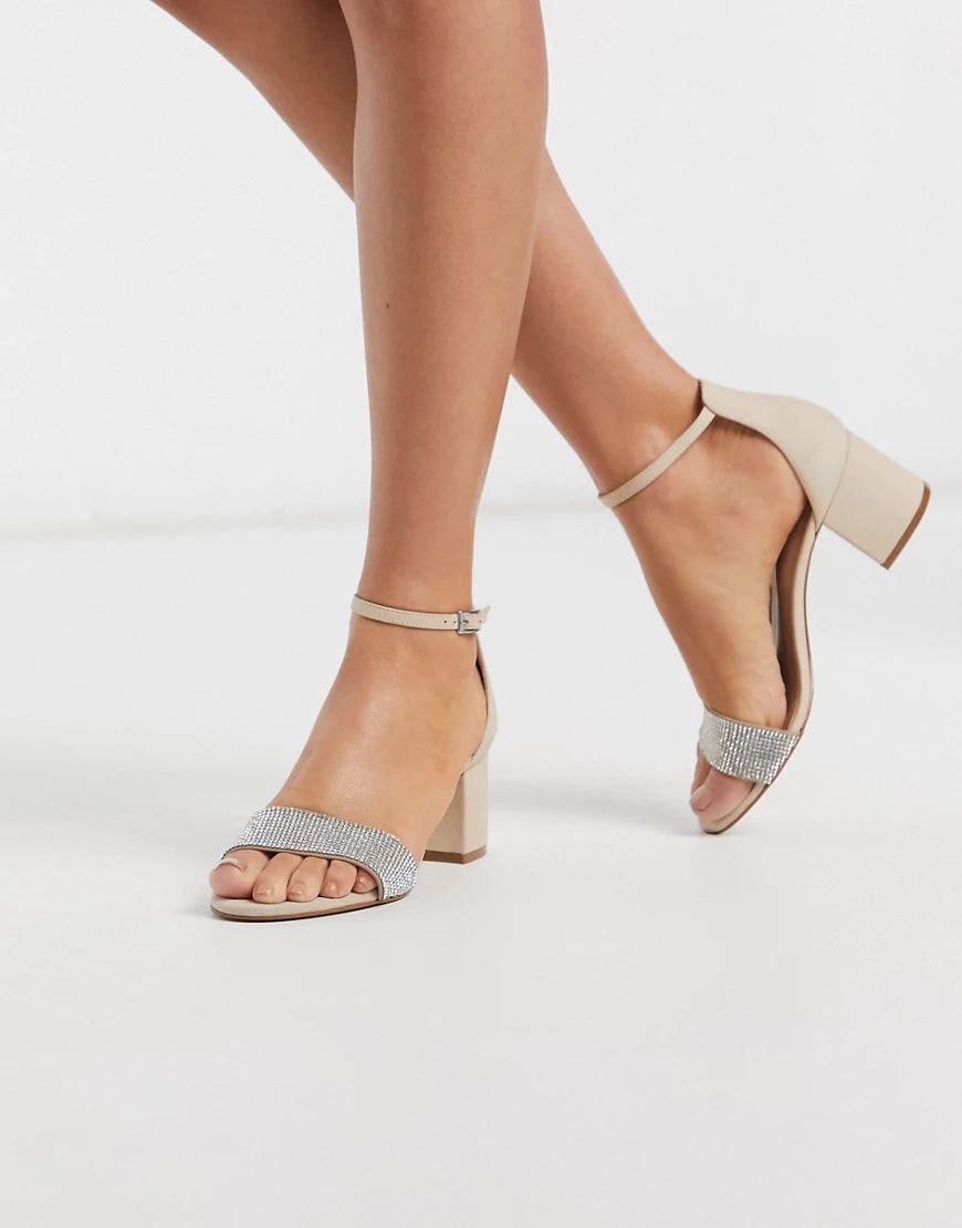 ALDO Gladoniel kitten heel sandal with rhinestone trim-White | ASOS (Global)