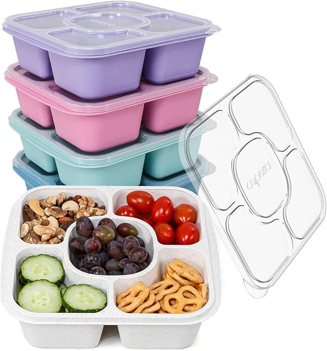 Caperci 5-Pack Lunchable Container Set for Kids & Adults - Reusable Bento Snack Box Containers wi... | Amazon (US)