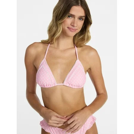 No Boundaries Femme Polka Dot Print Triangle Bikini Top Women’s XXS-XXL | Walmart (US)