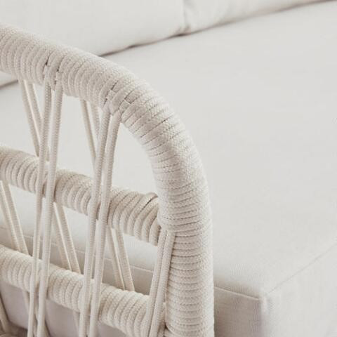 Antique White Woven Rope Nevis Outdoor Bench | World Market