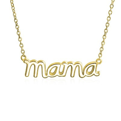 Bling Jewelry Mama Script Pendant Necklace in Sterling Silver Color - Gold | Target