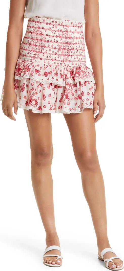 Floral Embroidery Smocked Tiered Ruffle Skirt | Nordstrom