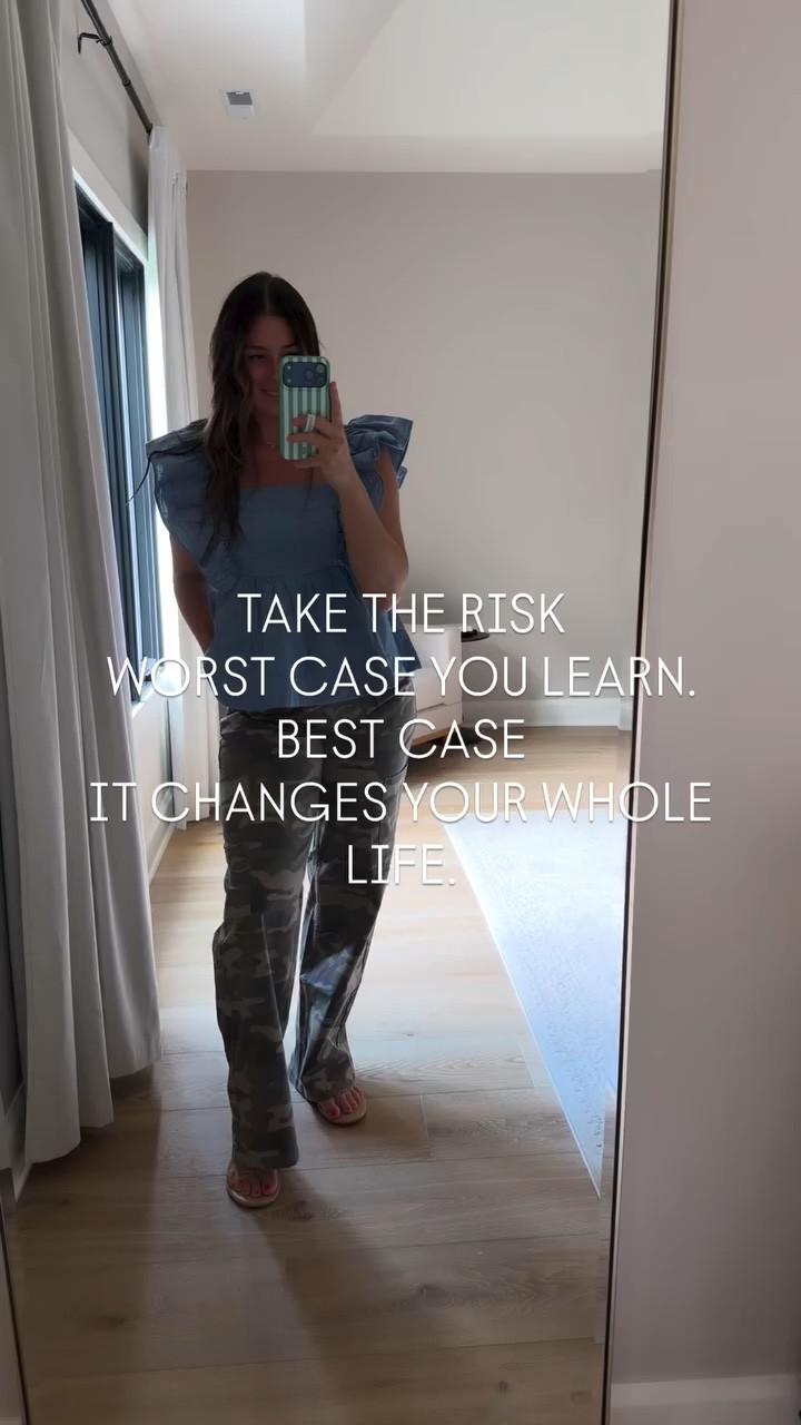 Viral camo pants  and this adorable flutter sleeve top