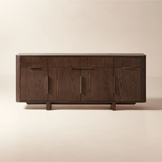 Tau 70" Brown Wood and Brass Credenza | CB2 | CB2