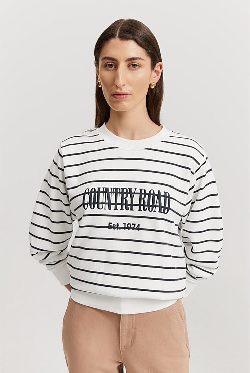 Verified Australian Cotton Stripe Heritage Sweat | Country Road