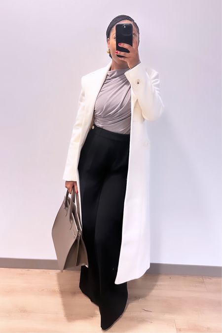 Neutral business workwear
Coat: size S
Top: size M
Pants: size 4

#LTKSeasonal