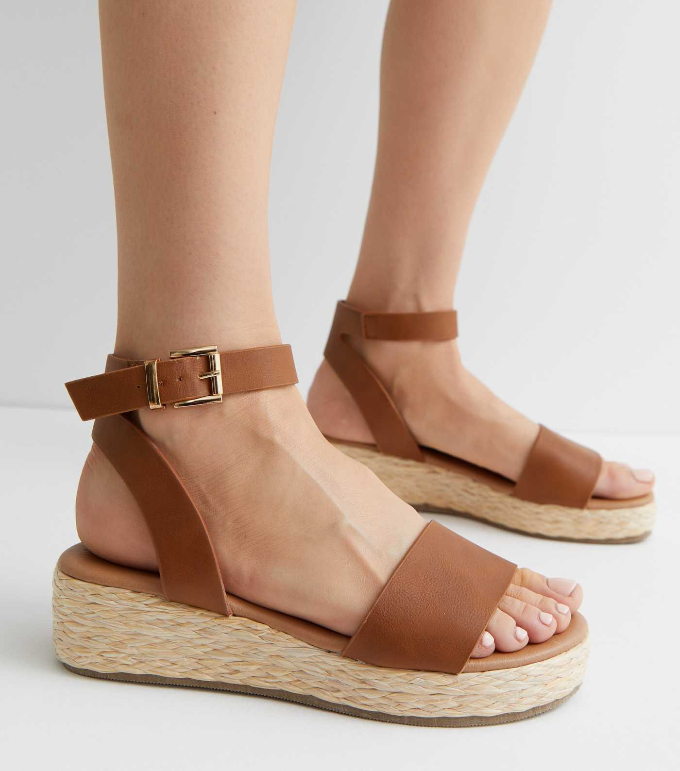 Tan Leather-Look Espadrille 2 Part Flatform Sandals
						
						Add to Saved Items
						Remove ... | New Look (UK)