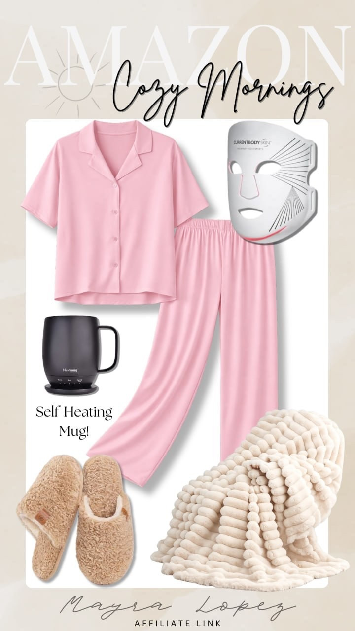 Cozy morning favorites that make slow starts feel even better ☁️ Pink pajamas, soft slippers, a warm mug, and all the little comforts I love for relaxing at home.

#LTKHome #LTKStyle #CozyStyle #MorningFavorites #PajamaSet #CozyHome #AmazonFinds #HomeEssentials #ComfyStyle #SelfCareFavorites