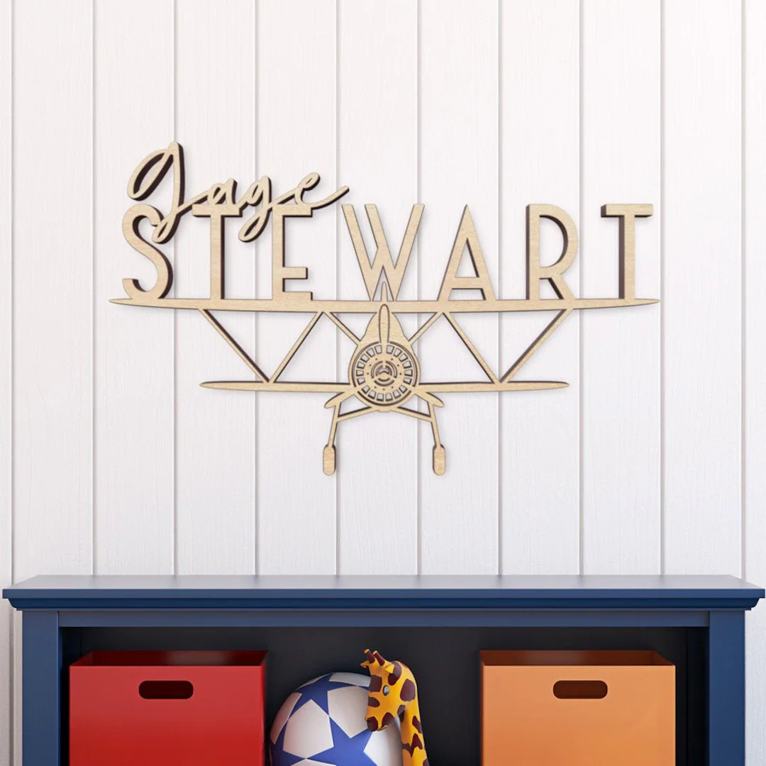 Airplane Wood Name Sign Name Sign for Nursery Girl Boy Over - Etsy | Etsy (US)