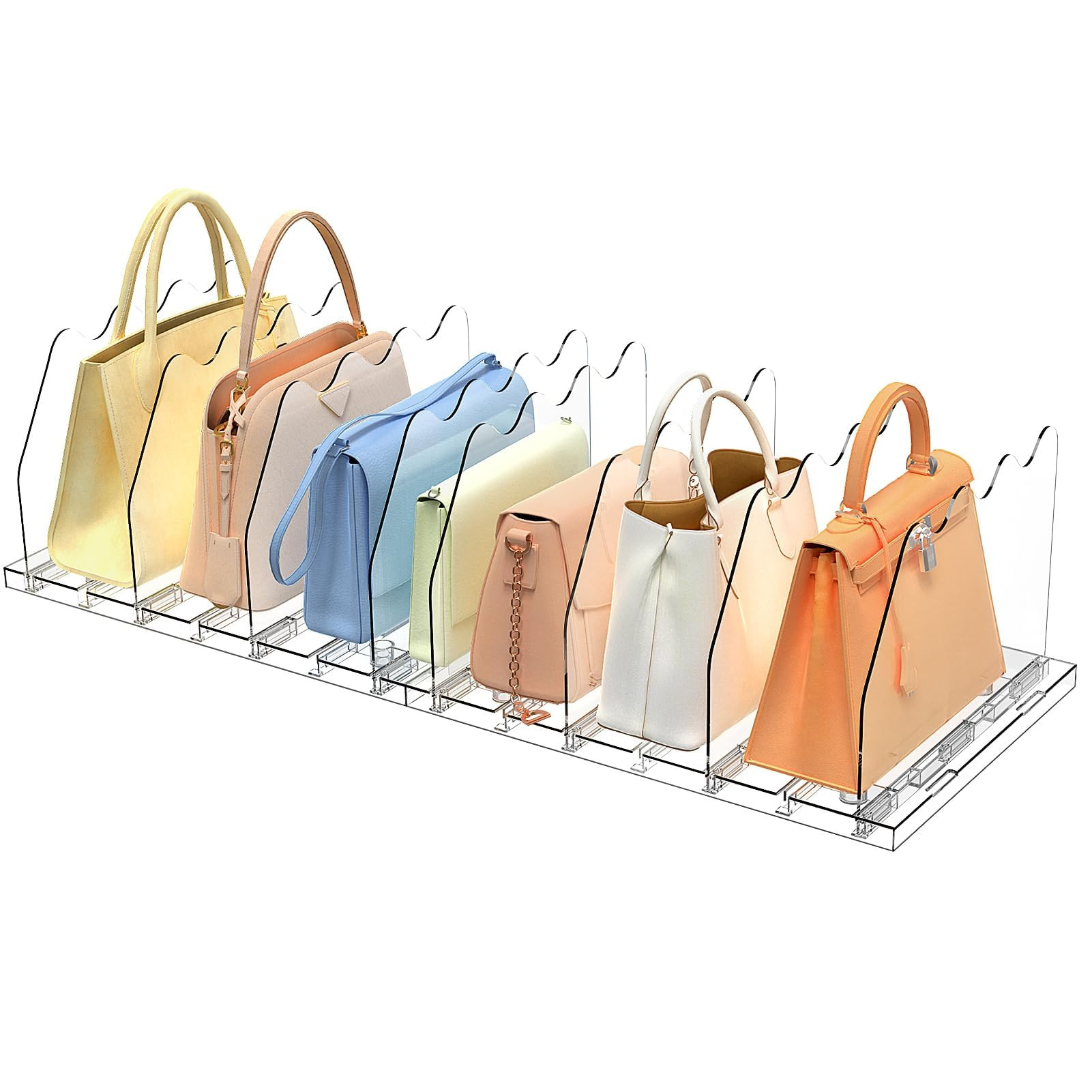 SOYO Adjustable Purse Organizers for Closet, Acrylic Shelf Divider for Bag and Purse Storage, Cle... | Amazon (US)