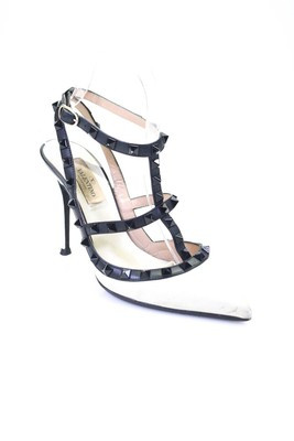 Valentino Garavani Womens Stiletto Rockstud Strappy Pumps White Black Size 36.5 | eBay US