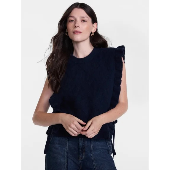 Scenario Women's Ruffle Sweater Vest, Sizes S-XXXL | Walmart (US)