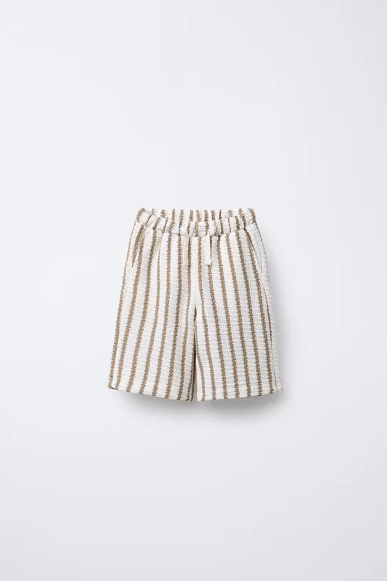 TEXTURED STRIPED SLIM FIT BERMUDA SHORTS | Zara US
