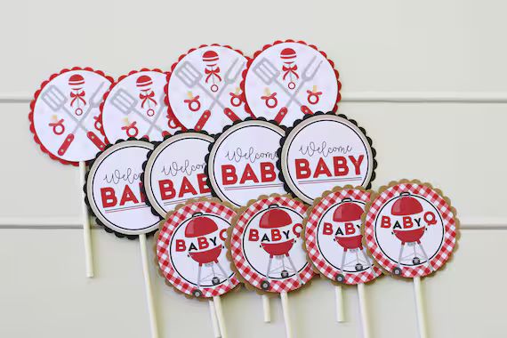 Babyq Baby Shower Cupcake Toppers  BBQ Couples Baby Shower  | Etsy | Etsy (US)