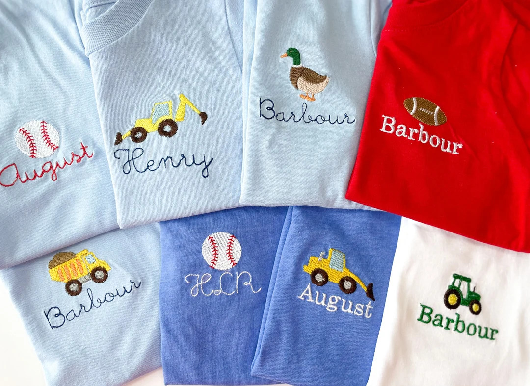 Custom Embroidered Boy Shirt  Toddler Shirt  Tractor Shirt  - Etsy | Etsy (US)