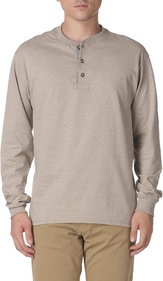 Hanes Men's T-Shirts, Men's BeefyT Henley Shirts, Men's Cotton Long Sleeve Shirts | Amazon (US)