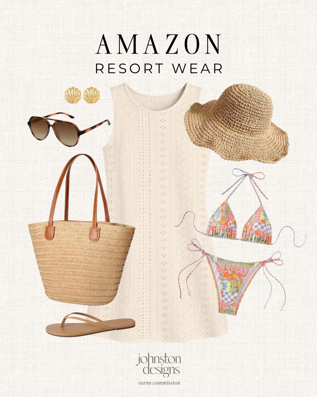 Amazon resort wear finds for beach days, vacation packing and poolside lounging. 🌴

Amazon style, resort wear, vacation outfit, swim cover up, crochet dress, bikini, straw tote, sun hat, flip flops, sunglasses, shell earrings, beach outfit, poolside look, summer fashion, warm weather finds 

 #LTKootd