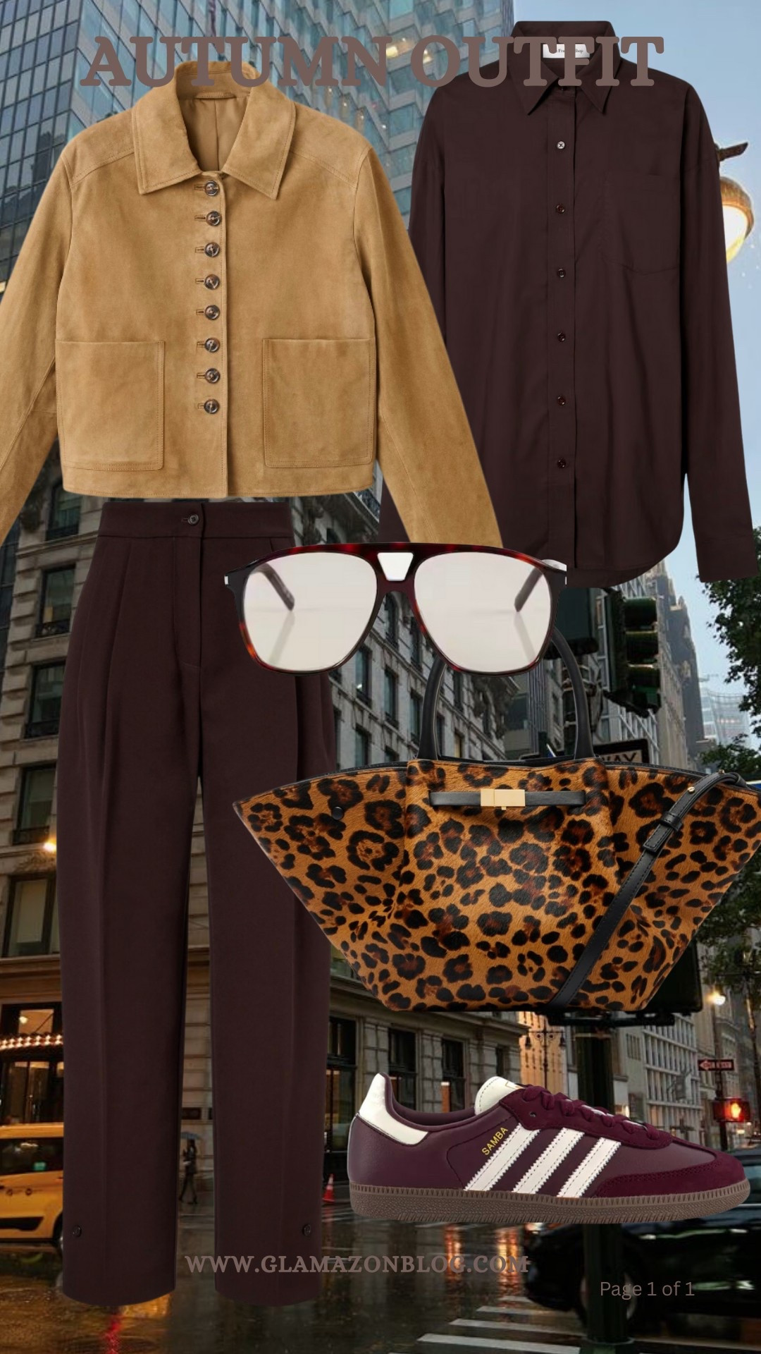 Leopard bag, demellier bag, autumn outfit, suede jacket, brown trousers, ysl sunglasses, brown shirt, Frankie shop outfit 

#LTKeurope #LTKautumn #LTKstyletip
