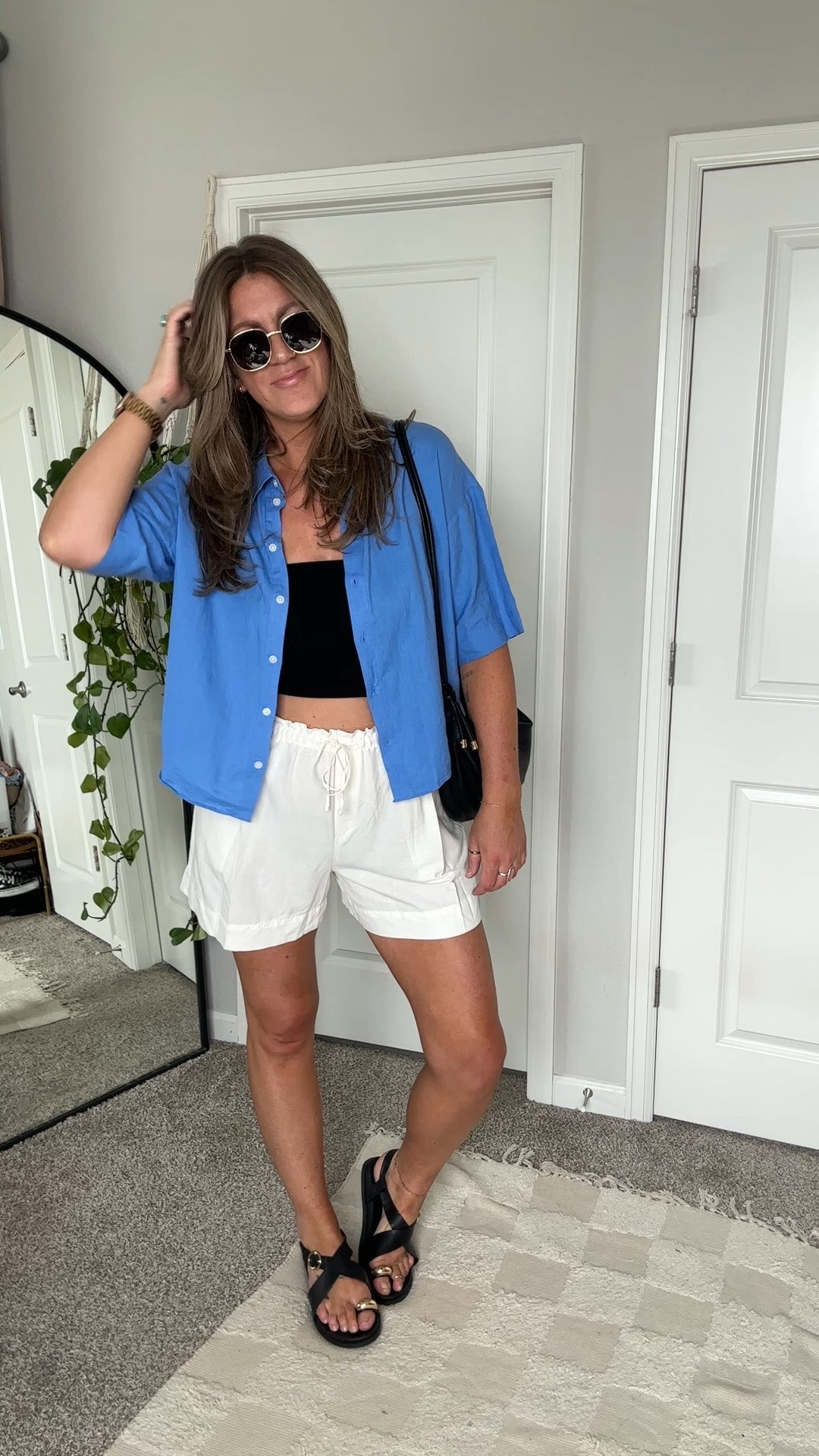 Large top, l/xl bandeau, medium shorts, 11 sandals 

#LTKMidsize #LTKOver40