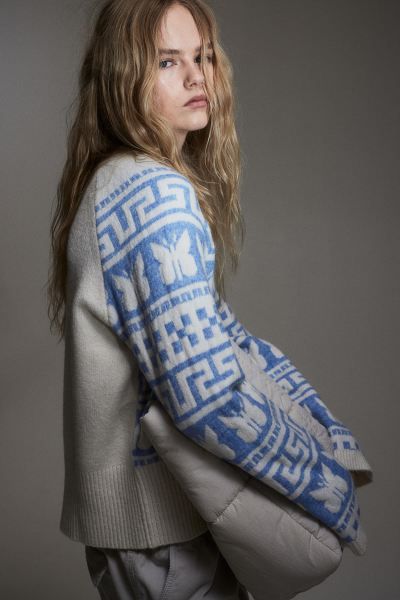 Jacquard-knit Sweater - Cream/patterned - Ladies | H&M US | H&M (US + CA)