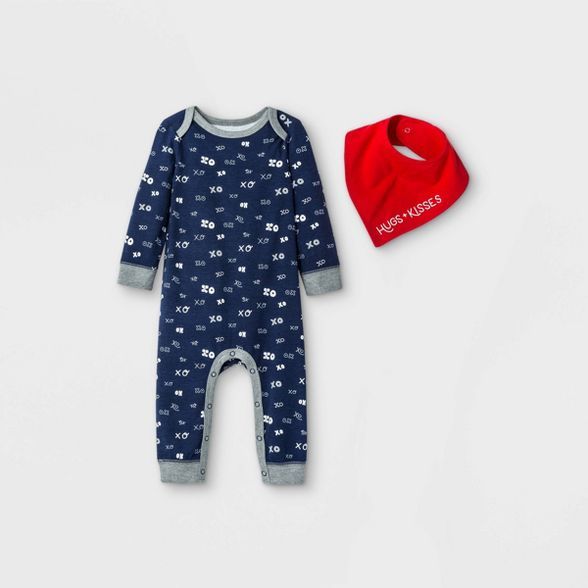 Baby XOXO Romper with Bib - Cat & Jack™ Navy | Target