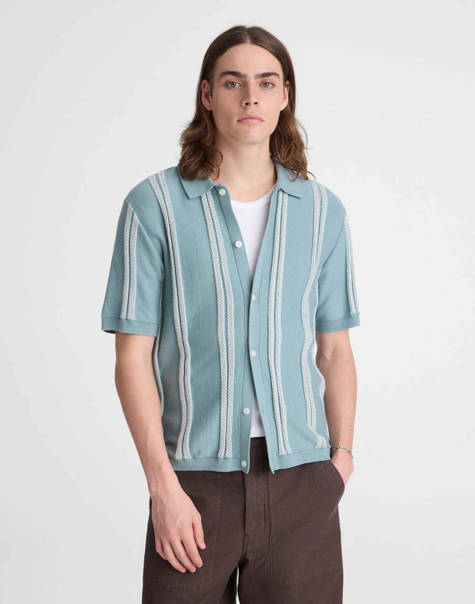 Striped Button-Up Sweater Polo in Everyday Cotton | Madewell