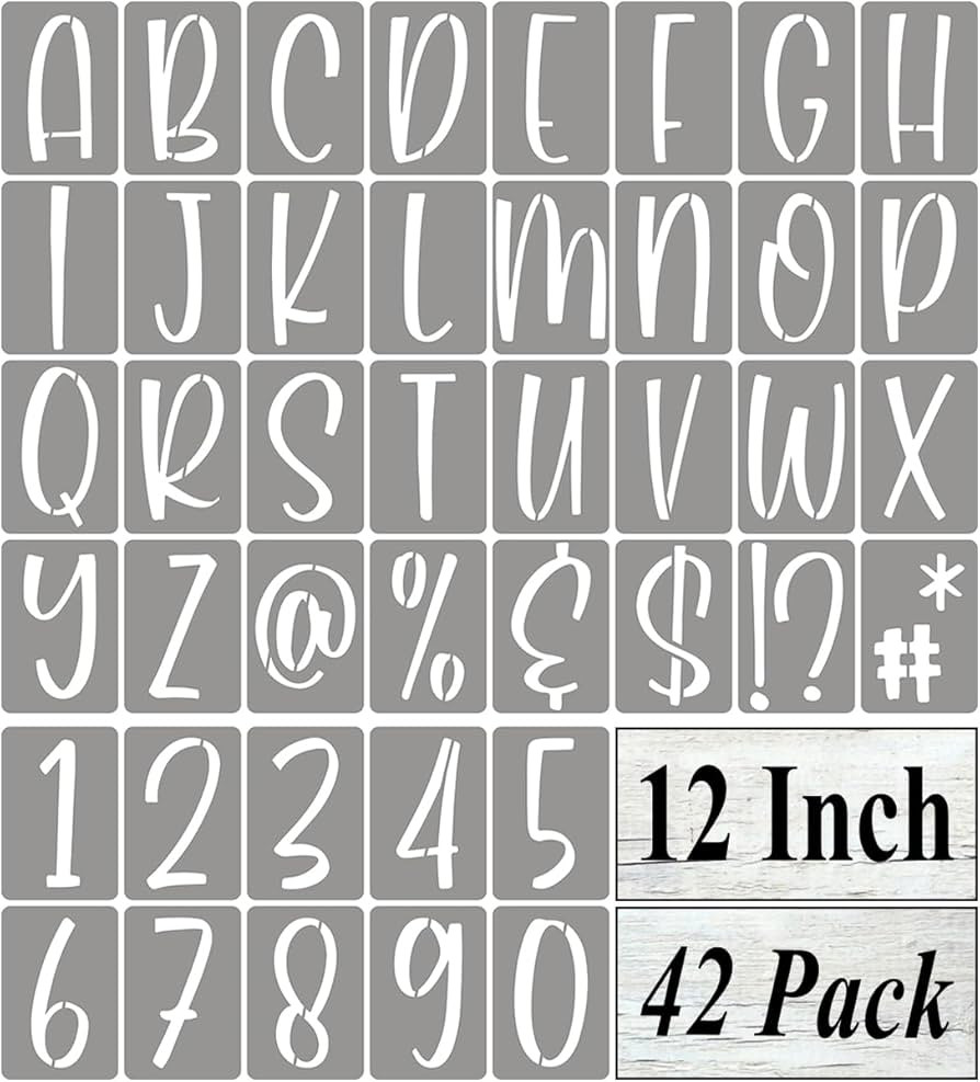 12 Inch Alphabet Letter Stencils for Painting - 42 Pack Letter and Number Stencil Templates with ... | Amazon (US)