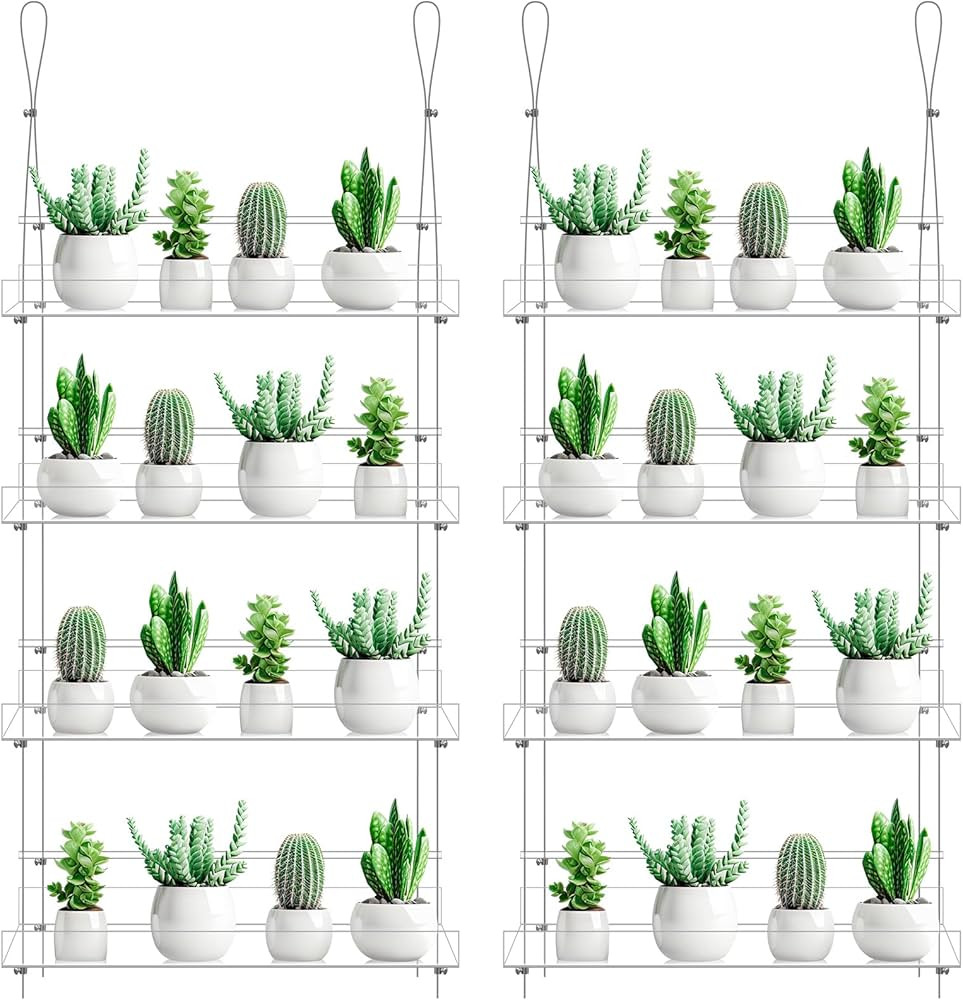 2 Pcs 4 Tier Clear Hanging Window Plant Shelves Acrylic Shelves Hanging Plant Stand Window Plant ... | Amazon (US)