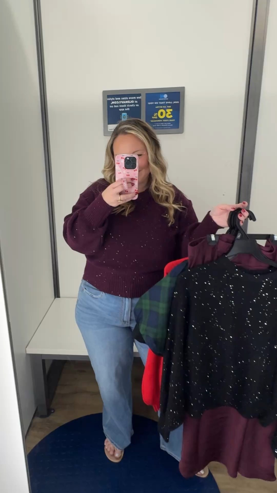 Old Navy try on haul! 
They have so many cute styles and sweaters right now! Also some really great deals! 
Size LARGE PETITE in purple sparkle sweater 
Size LARGE in black sweater 
Satin skirt size XL (needed a large but didn’t have in store) 
Jeans size 12 regular ( they don’t come in petite length but do come in tall) 
red cardigan size LARGE(could’ve sized down one) 
Peplum top size LARGE 
Crew neck sweaters wearing size LARGE in both purple and blue 
Trousers size 12 

Midsize style, winter sweaters, workwear, holiday sweaters, business casual, gifts for her, gift ideas, Christmas outfit, Christmas party, holiday style, work pants, jeans 

#LTKHoliday #LTKMidsize #LTKWorkwear