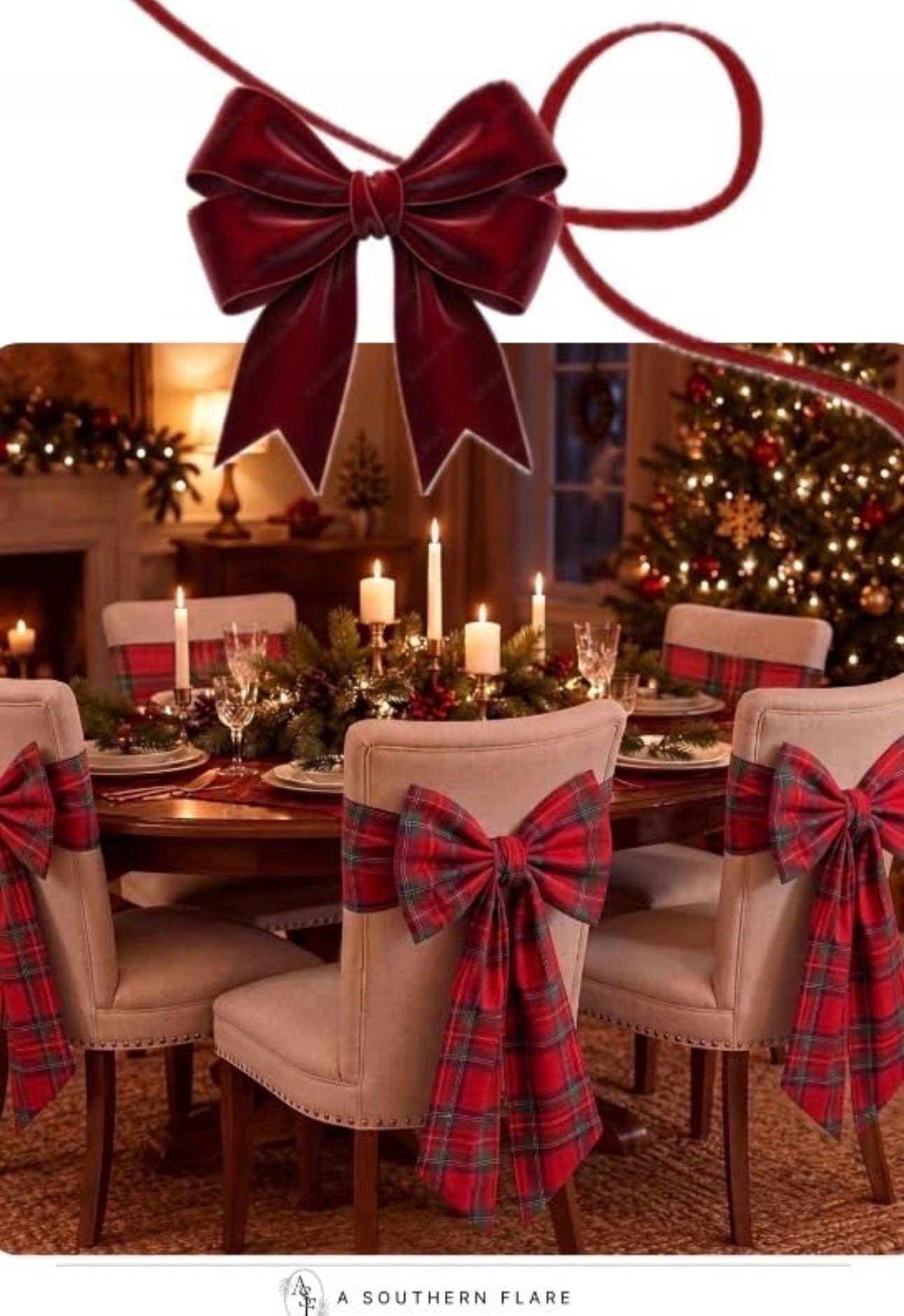 stylish chair covers for your holiday table! Perfect for festive decor. #HolidayDecor #ChristmasChairCovers