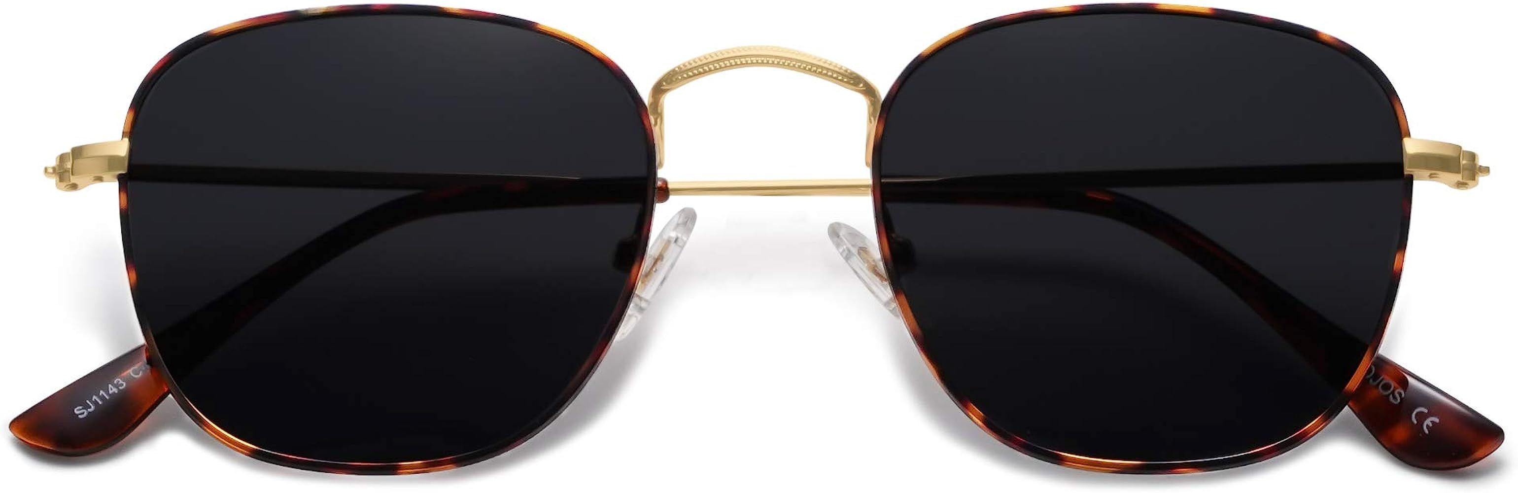 Amazon.com: SOJOS Small Square Polarized Sunglasses for Women Men Classic Vintage Retro Style SJ1... | Amazon (US)