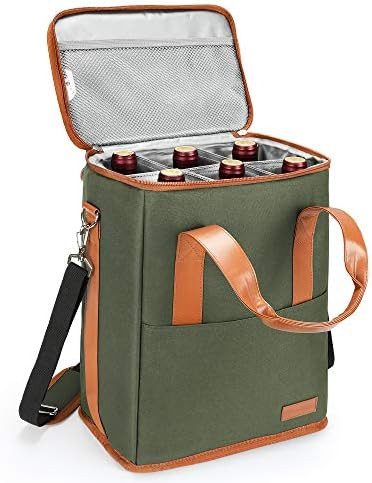 6 Bottle Wine Gift carrier - Insulated & Padded Wine Carrying Cooler Tote Bag with Handle and Adj... | Amazon (US)