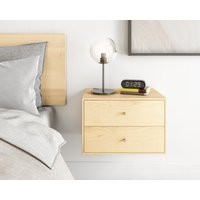 Floating Nightstand With 2 Drawers in Solid Sugar Maple/Mid Century Modern Bedside Table Minimalist | Etsy (US)