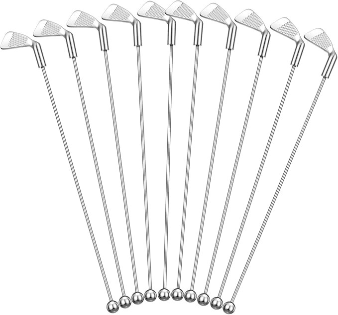 Hushee 10 Pcs Metal Golf Cocktail Stirrers Swizzle Stir Sticks 7.87 Inch Reusable Drink Stirrer S... | Amazon (US)