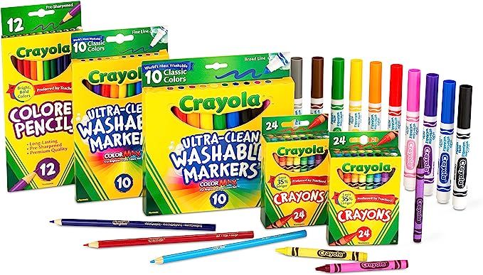 Crayola Back To School Supplies for Girls & Boys, Crayons, Markers & Colored Pencils, Gifts, 80 P... | Amazon (US)