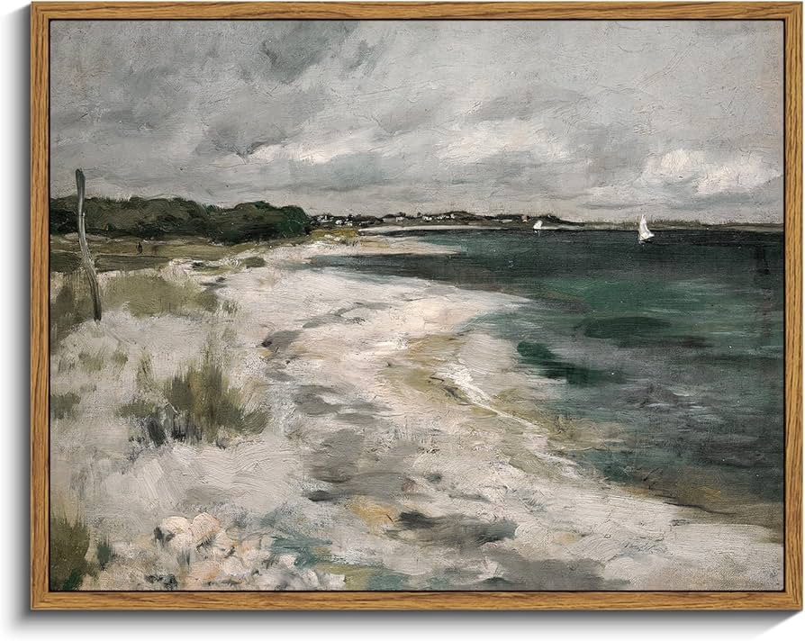 InSimSea Framed Canvas Wall Art Vintage Decor, Rustic Coastal Wall Art for Living Room, Storm Clo... | Amazon (US)