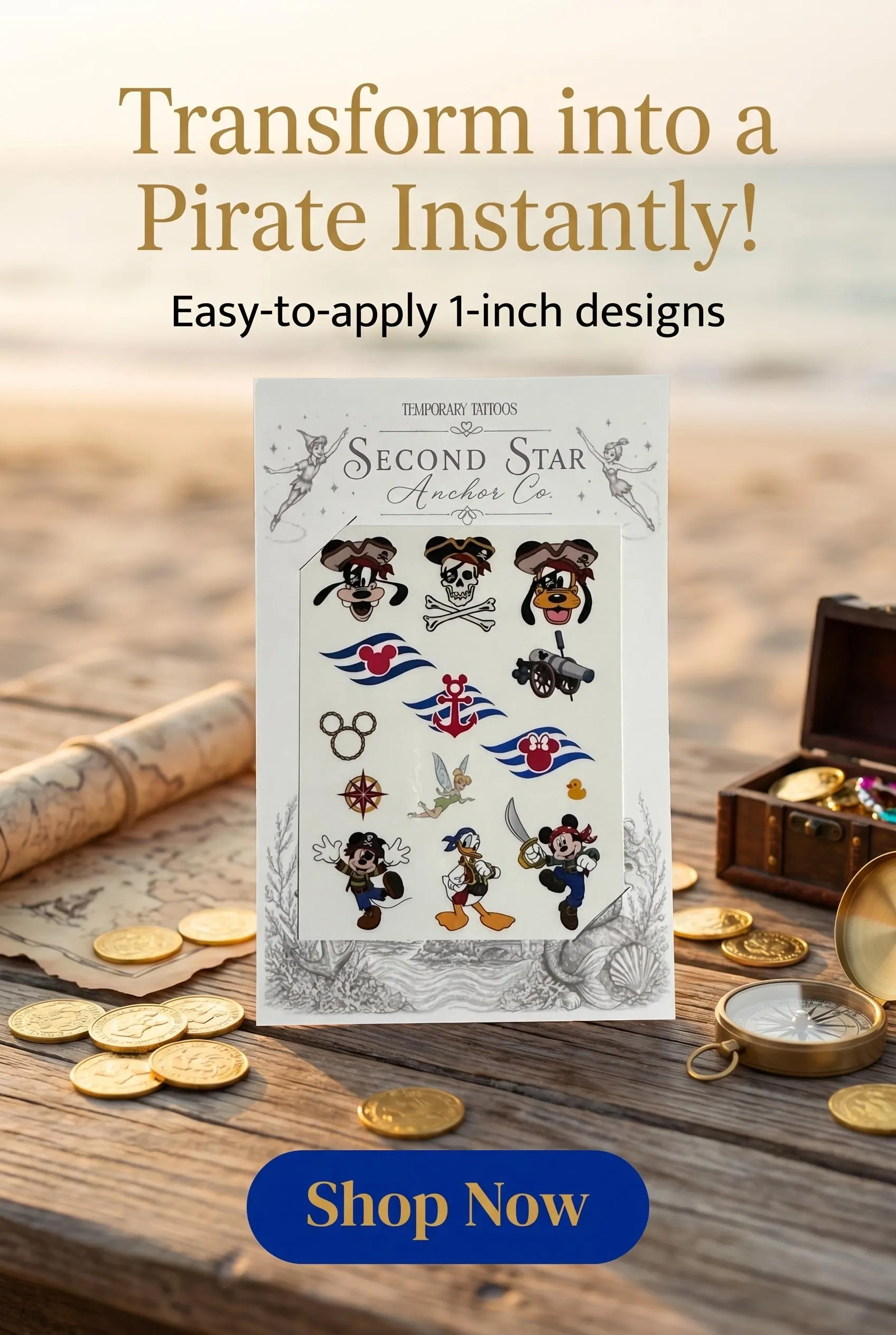 Pirate Temporary Tattoos | Pirate Night Cruise Tattoos | Pirate Party Favor | Disney Cruise Inspired Tattoos | Choose 1, 2, 3, or 4 Sheets | Etsy (Global)