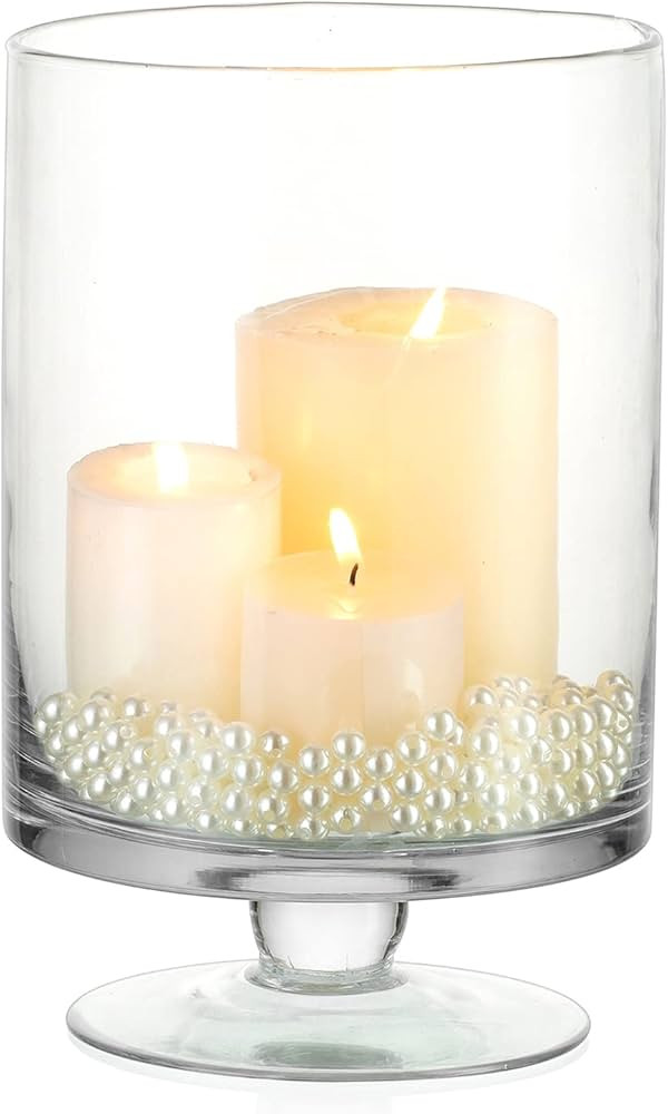 Glass Candle Holder for Pillar Candles - Large Glass Vases for Table Decoration, Clear Hurricane ... | Amazon (US)