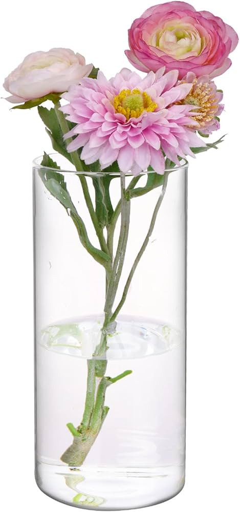 Fixwal Glass Cylinder Vases for Centerpieces, 8" H x 3.5" W, Clear Skinny Bud Tall Vase Floating ... | Amazon (US)