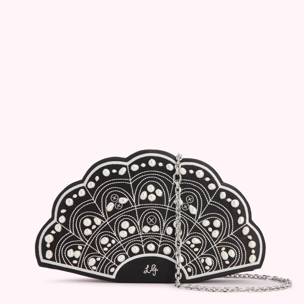BLACK COLLECTIBLE FAN CLUTCH BAG | Lulu Guinness (UK)