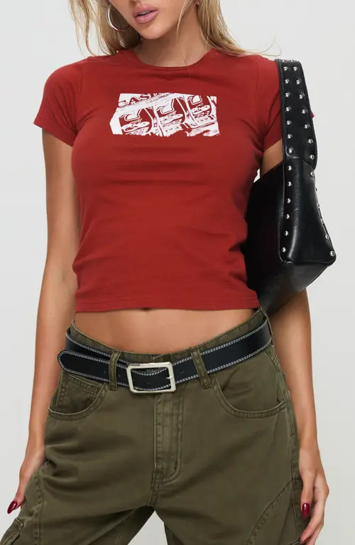 Princess Polly You Do You Crop Graphic T-Shirt in Red at Nordstrom, Size 8 | Nordstrom