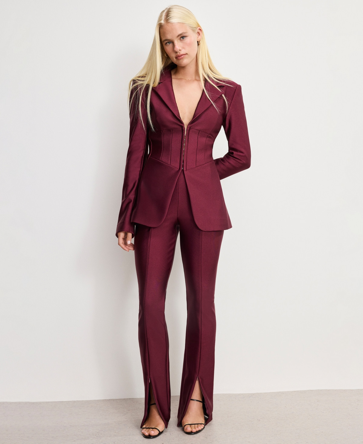 Good American Women's Dolly Jolean Compression Shine High Rise Pants, Regular & Plus Size - Fig | Macy's