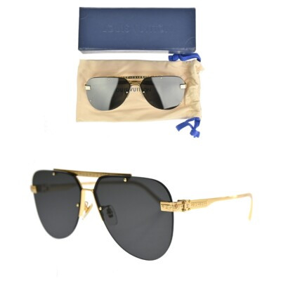 LOUIS VUITTON Logo Sunglasses Eye Wear Metal Plastic Black Italy Z1261E 86HB610  | eBay | eBay US