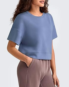 G4Free Smoofit Modal Soft Boxy Tee Shirts for Women Short Sleeve Drop Shoulder Crew Neck Basic To... | Amazon (US)